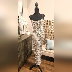 Snakeprint spaghetti strapped dress